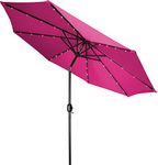 Deluxe Solar Powered LED Lighted Patio Umbrella - 9' - By Trademark Innovations (Pink)