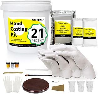 Falling in Art Hand Casting Kit Couples - Keepsake Plaster Hand Mold Kit for Family, Kids, Adults with Large Bucket, Gloves, Powder Materials, Color Paints, Wooden Base