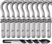 Maogoujian Metal Wall Hangers Heavy Duty Concrete Wall Hooks,304 Stainless Steel Expansion Hooks Outdoor Wall Hooks for Hanging with Drill(M8-10pcs)