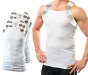 Different Touch 2 Pack Men Square Cut Two Tone Trim Tank Top, White& White, X-Large