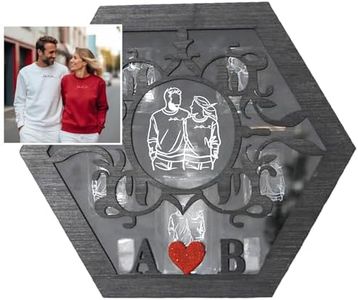 Personalized Photo Whiskey Decanter Set For Couple Engraved Hexagon Wooden Box Whiskey Glasses Custom Liquor Decanter for Family Christmas Anniversary Birthday