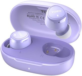 TOZO New Upgrade E1 Wireless Earbuds Build in Mic Clear Calls Ergonomic Light-Weight Bluetooth 5.3 in Ear Headphones IPX6 Waterproof Premium Stereo Sound Headset 30H Playtime with 32 EQs via APP