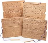 Hulats Learn to Write - Number & Letter Tracing Boards for Kids Ages 3-5 - Wooden Alphabet Learning Montessori 3 Year Old Toddler Writing Tools Beginners - Homeschool Preschool Classroom Must Haves