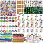 Video Game Party Favors,122Pcs Video Game Theme Party Supplies Include Goody Cups with Straws,Keychain,Bracelet,Stickers,Badge,Tattoos Sticker for Birthday Party Supplies (A)