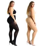 MANZI 2 Pairs 70 Denier Women's Plus Size Tights Stretch Opaque Control Top Tights XXXX-Large