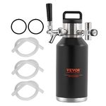 VEVOR Beer Growler Tap System, 64Oz 1.89L Mini Keg, 304 Stainless Steel Pressurized Beer Growler, Keg Growler with Pressure Display, CO2 Regulator Faucet, Leak-Proof Ring For Draft Homebrew Craft Beer