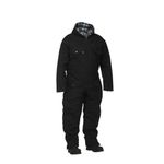 Winter Lined Black Cotton Canvas Coverall - 12oz, Quilt-Lined, Polyfill Insulation, Brass Zipper, Leg Zips, Multiple Pockets, Black - XX-Large