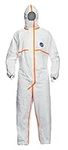 DuPont Tyvek 800J TJ198T Chemical Protective Coverall Suit, CE Certified, Cat III, Type 3/4/5/6, Sealed Bag, 2X-Large, White