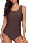 Aleumdr Women's Sexy One Piece Swimsuits for Women Criss Cross Backless Tummy Control Bathing Suits Sports Monokini Swimwear Dark Brown XX-Large