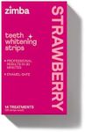 Zimba Strawberry Flavored Teeth Whitening Strips | Vegan, Enamel Safe Hydrogen Peroxide Teeth Whitener for Coffee, Wine, Tobacco, and Other Stains | 14 Day Treatment | Strawberry