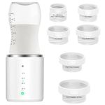 Builrand Portable Baby Bottle Warmer for Outing and Travel, Fast Heating Leak-Proof Electric Bottle Maker USB Chargeable Milk Warmer with 6 Adapter Compatible with Philips Avent, Tommee Tippee, MAM