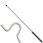 Greeily Clothes Hook Pole, High Reach Garment Hook for Hanging Clothes Light and Plants Extendable from 35" to 50" Made of Stainless Steel Tube with Sponge Handle(1)