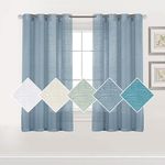 H.VERSAILTEX Linen Semi Sheer Curtains Grommet Top Linen Voile Sheer Curtain Drapes for Living Room/Bedroom Light Filtering Window Treatment, 2 Panels Set, Each W132cm x D160cm, Blue Stone