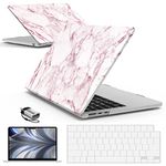 IBENZER Compatible with 2024 2023 2022 MacBook Air 13 inch Case M3 A3113 M2 A2681, Hardshell Case & KeyboardCover & ScreenFilm & Type-C Adapter for Mac Air 13.6, Pink Marble, AT13-KK-PKMB+2TC