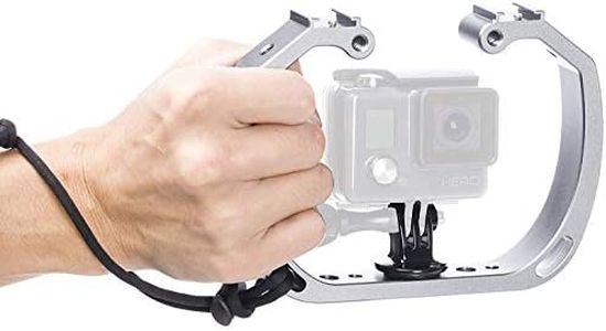 Movo GB-U70 Underwater Diving Rig with Cold Shoe Mounts & Wrist Strap for GoPro Hero. HERO3, HERO4, HERO5, HERO6, HERO7 and Other Waterproof Action Cams