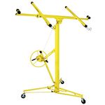 Heavy Duty Drywall Lift 16FT Panel Hoist Jack Lifter, 4" Caster Wheels Rolling,70kg Lifting Capacity, Adjustable Telescopic Arm,Lockable Yellow