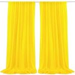 10ft x 10ft Yellow Backdrop Curtain Drapes, Wrinkle-Free Sheer Chiffon Fabric Backdrop Panels for Wedding Arch Party Ceremony Stage Decoration