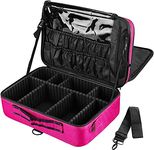 Adson Large Makeup Bag 3 Layers Professional Train Cosmetic Bag Makeup Organizer Case Portable Artist Storage Brush Box with Adjustable Dividers and Strap for Makeup Accessories (Pink)