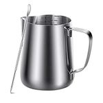 Dciustfhe Milk Frothing Pitcher 350Ml (12Oz) Steaming Pitchers Steel Milk Coffee Cappuccino Latte Art Barista Pitchers Milk Jug Cup with Decorating Pen