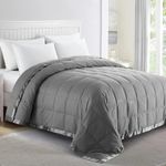 puredown® California King Blanket - Soft Lightweight Down Blanket for All Seasons, Cozy Warm Luxury Bed Blanket with Satin Trim, Dark Gray (110"X98")
