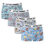 Littleforbig Men’s Breathable Durable Cotton Underwear Moisture-Wicking Cars Little Trunks 4 Pack Boxer Briefs Set, Blue, XL