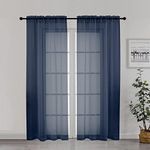 Chyhomenyc Sheer Curtains 72 Inch Length Set of 2, Rod Pocket Voile Drapes for Living Room, Bedroom, Window Treatments Semi Sheer Curtain Panels for Yard, Patio, Villa, Parlor, 42Wx 72L, Navy Blue