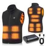 LQIKARL Heated Gilet Vest for Men Women with 27000mAh Power Pack 14 Heating Zones, Electric Fleece Gilet Jacket Heated Body Warmer 3 Adjustable Heating Level, Lightweight Winter Outdoor Clothing L