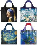 LOQI Set of 4 Reusable Grocery Bags, Museum10 Collection