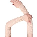 TecoKart® Arm sleeves for Women, Lace Floral Elastic Hand Cover Arm Sleeves Long Lace Breathable UV Protection Arm Sleeves for Women Daily Use Driving Bridal Prom Dressy Gloves