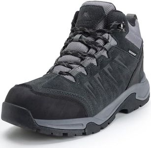 OUTJET Men's Waterproof Hiking Boots Lightweight Comfortable Leather Mid Ankle Outdoor Trekking Boot