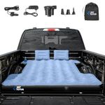 JOYTUTUS Truck Mattress for Camping, Air Bed with Inflatable Pillow for 5.5-5.8Ft, Full-Size Thicken Sleeping Pad with Cup Holder, Blow Up Bed for Car Truck Pickup F150, Grey Blue