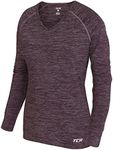 TCA Women’s Elle Long Sleeve V-Neck Running Top - Plum Perfect, X-Large