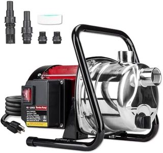 Water Transfer Garden Pump, 1.6 HP 1000GPH Portable Electric Shallow Well Jet Pump, Stainless Steel Sprinkler Pressure Booster Pump for Pool Draining, Lawn Fountain, Irrigation, Water Removal