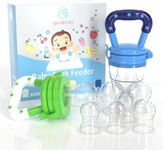 Baby Food Feeder/Fruit Feeder Pacifier Nibbler (2 Pack) - Infant Teething Toys | Silicone Feeder Baby | Mesh teethers for Babies | Baby Feeding Essentials | Frozen Breastmilk Teether (Green&Blue)