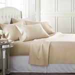 Full Sheet Set 6 Piece Hotel Quality Bed Sheet w/ 4 Pillowcases - Microfiber Sheet Sets with Deep Pockets, Breathable Cooling Wrinkle Free, Machine Washable 6 Pc Sheets for Full Size Bed, Cream