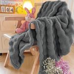 PU MEI Grey Fleece Throw Blanket fo