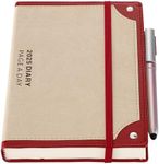 Mljtoyo Academic Diary 2025 Page a Day,Agenda Daily Planner from Jan 2025 to Dec 2025 Diary,Hardcover Organiser Weekly Monthly Planner with Pen,Pen Holder,3Bookmarks,Back Pocket,Stickers (Red 2025)