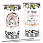 Cosictic Godmother Gifts, Only The Best Friends Get Promoted To Godmother 20 Oz Travel Tumbler Coffee Mug, Godmother Proposal Announcement Gift