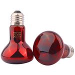 AIICIOO Infrared Heating Bulb Tortoise Red Heat Lamp Bulb Basking Bulb 50W for Lizard, Spider, Frog, Snake, Bearded Dragon2pack Red