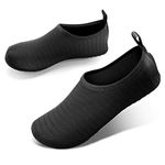 JOTO Water Shoes for Women Men Kids, Barefoot Quick-Dry Aqua Water Socks Slip-on Swim Beach Shoes for Snorkeling Surfing Kayaking Beach Walking Yoga -Black