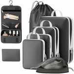 8 Set Compression Packing Cubes Travel, Ultralight Expandable 60% Space Saving Packing Cubes for Travel Compression,Packing Cubes Compression Organizing Accessories for Women/Men (Black)