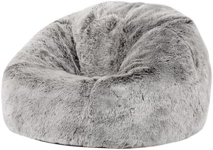 icon Kids Faux Fur Bean Bag Chair, Arctic Wolf Grey, Large Bean Bag Chairs for Kids, Fluffy Bean Bags, Kids Bean Bags for Girls and Boys, Nursery Decor Bedroom Accessories