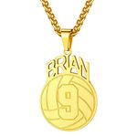 Volleyball Necklace Personalized with Name for Women, Stainless Steel Custom Number Sports Man Pendant with Wheat Chain Personalised Gifts For Volleyball Players