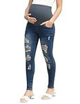 Maacie Women's Pregnancy Skinny Jeans Plus Size with Pockets Baby Bump Shapewear Dark Blue XXL