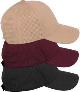 Daxton Air Cool Tech Hat Ventilated Micro Holes Structured High Profile Baseball Cap 3 Pack - Black,Burgundy,Khaki