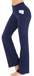 IUGA Bootcut Yoga Pants with Pockets for Women High Waist Workout Bootleg Pants Tummy Control, 4 Pockets Work Pants for Women Darkblue