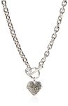 GUESS Women's Toggle Logo Charm Necklace, Silver, One Size, One Size, Glass