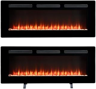 Dimplex Sierra Optiflame Media Wall Fireplace, 48"/ 121.9cm, Wall Mounted, Recess Fit, Free Standing Electric Fire, 7 Colour Themes, Choice of Fuel Beds, Cool Touch Glass, 1.6kW Electric Heater