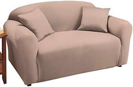 Collections Etc Jersey Stretch Slipcover Furniture Protector, Linen, Loveseat