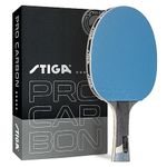 STIGA Pro Carbon Performance-Level Table Tennis Racket with Carbon Technology for Tournament Play - Red and Blue Colors